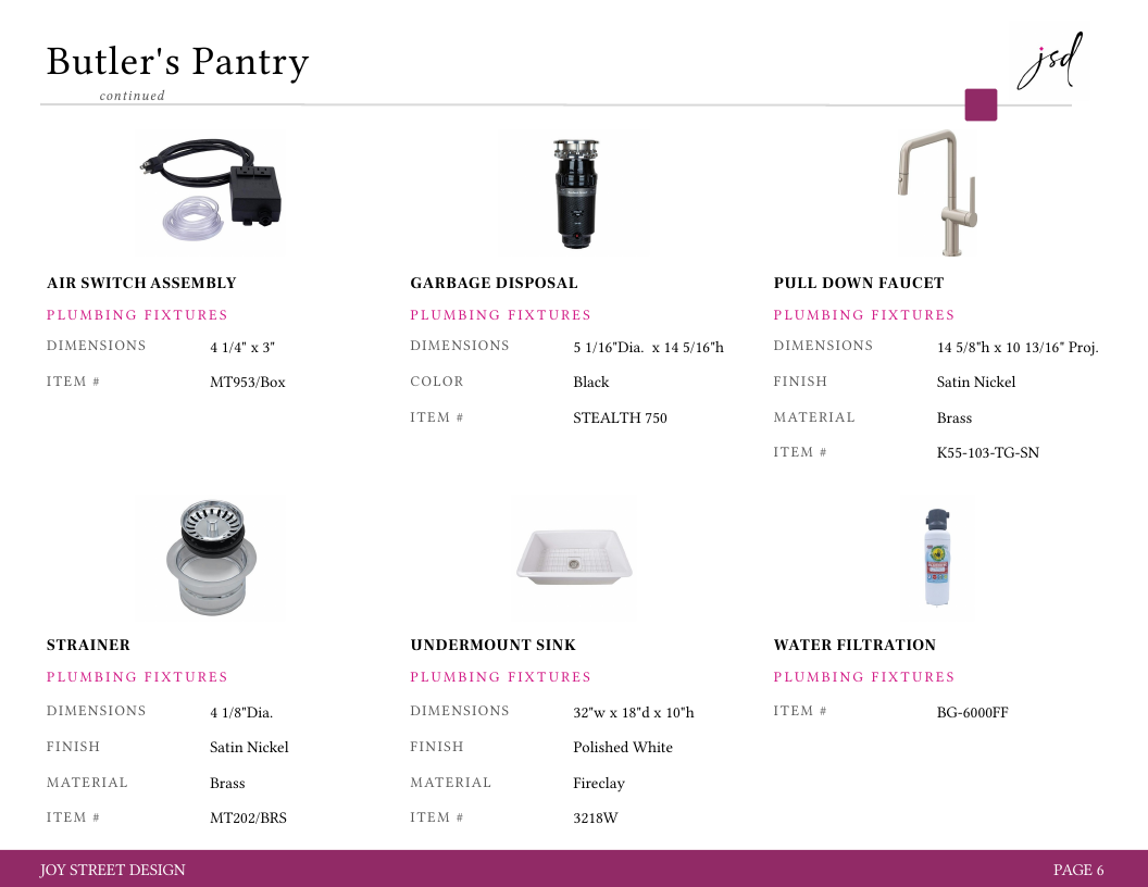 Sanitized specification product grid
